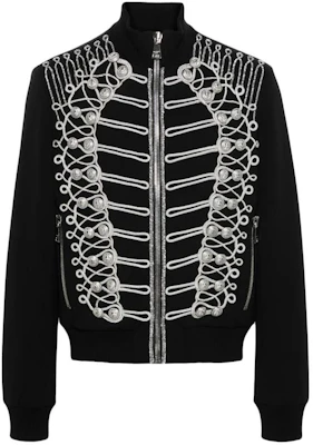 Balmain Black Graphic Print Zip-Up Jacket with Stand Collar BH1TF358PB88-EAC Buy Balmain Black Graphic Print Zip-Up Jacket with Stand Collar BH1TF358PB88-EAC