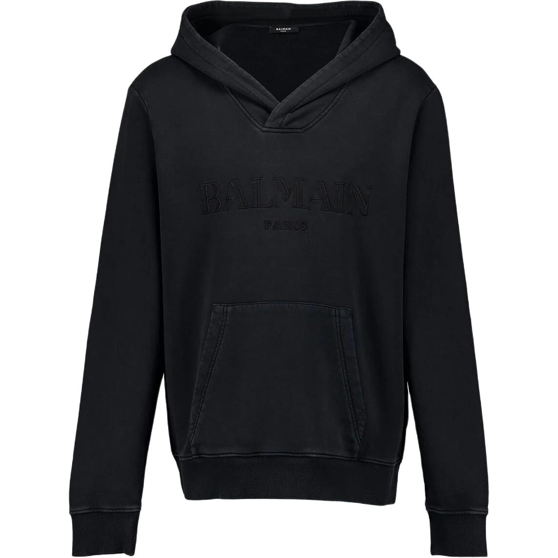 Balmain Black Hoodie with Embroidered Lettering DH1JT216-BC72-YGD