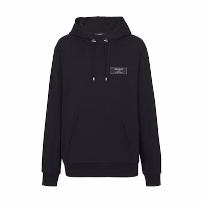 Balmain Black Hoodie with Letter Design DH1JT047-JB53-0PA