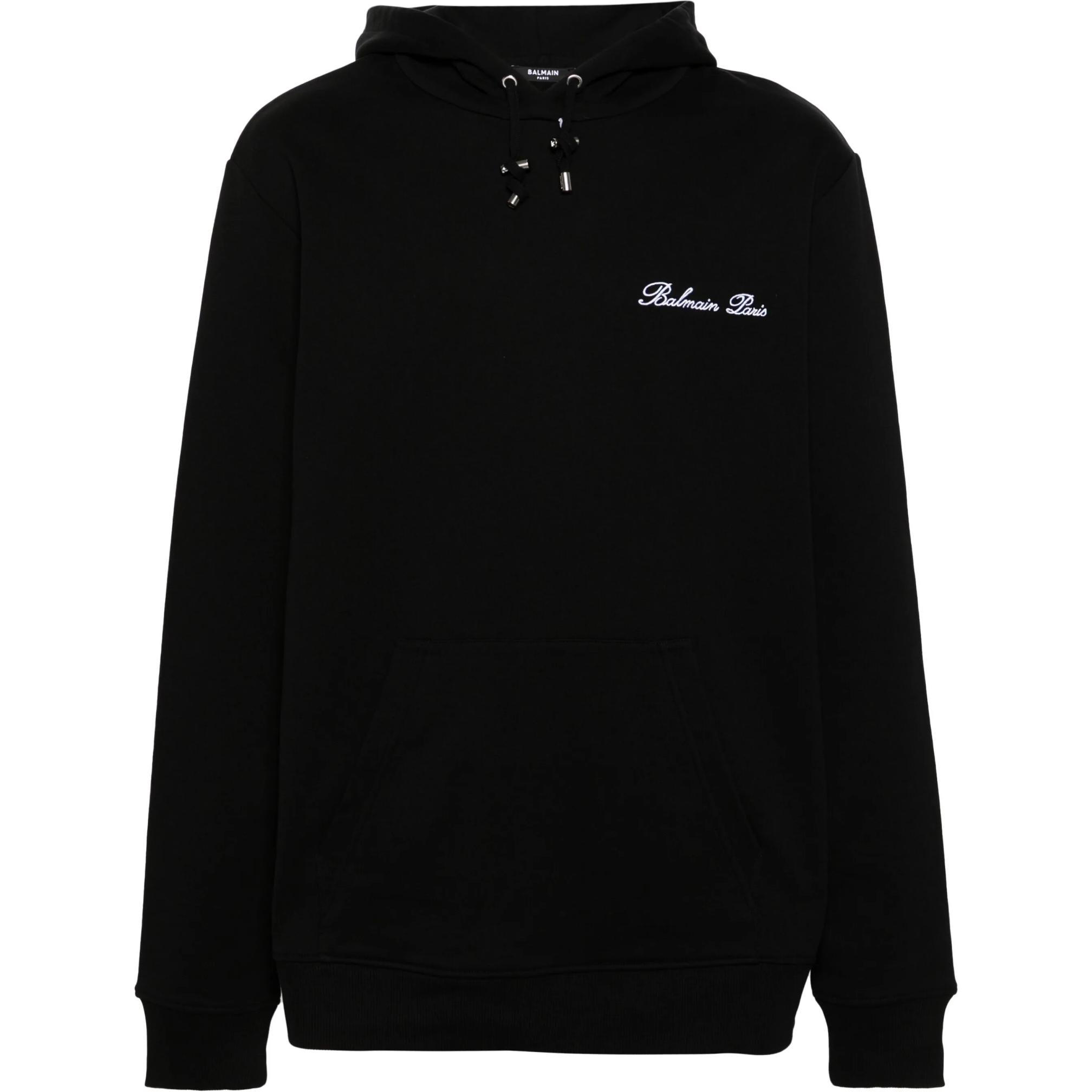 Balmain Black Hoodie with Letter Print Design POIZON202406377