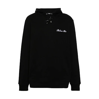Balmain Black Hoodie with Letter Print Design POIZON202406377