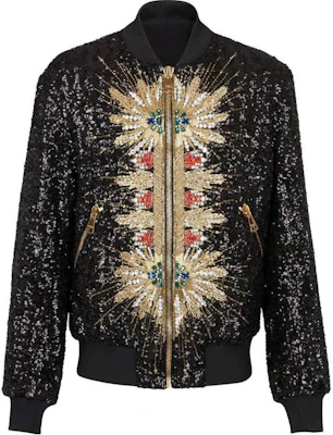Balmain Black Jacket with Sun Embroidery and Zipper Long Sleeves BH1TF350PB-92EJN Buy Balmain Black Jacket with Sun Embroidery and Zipper Long Sleeves BH1TF350PB-92EJN