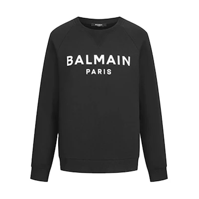Balmain Black Logo Print Long Sleeve Sweatshirt WH1JQ005-B115-EAB