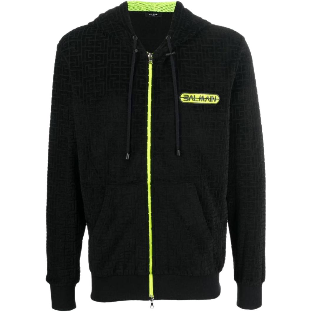 Balmain Black Logo Printed Long-Sleeve Hoodie Jacket YH1JX000JD04EAP