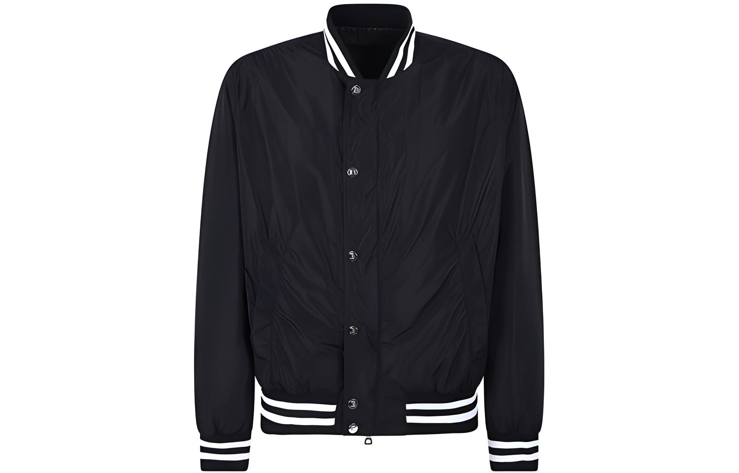 Balmain Black Logo Snap Button Aviator Jacket WH1TF002X137-0PA