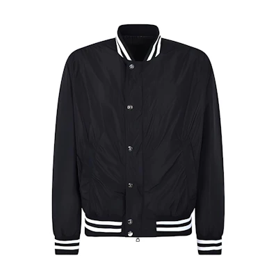 Balmain Black Logo Snap Button Aviator Jacket WH1TF002X137-0PA