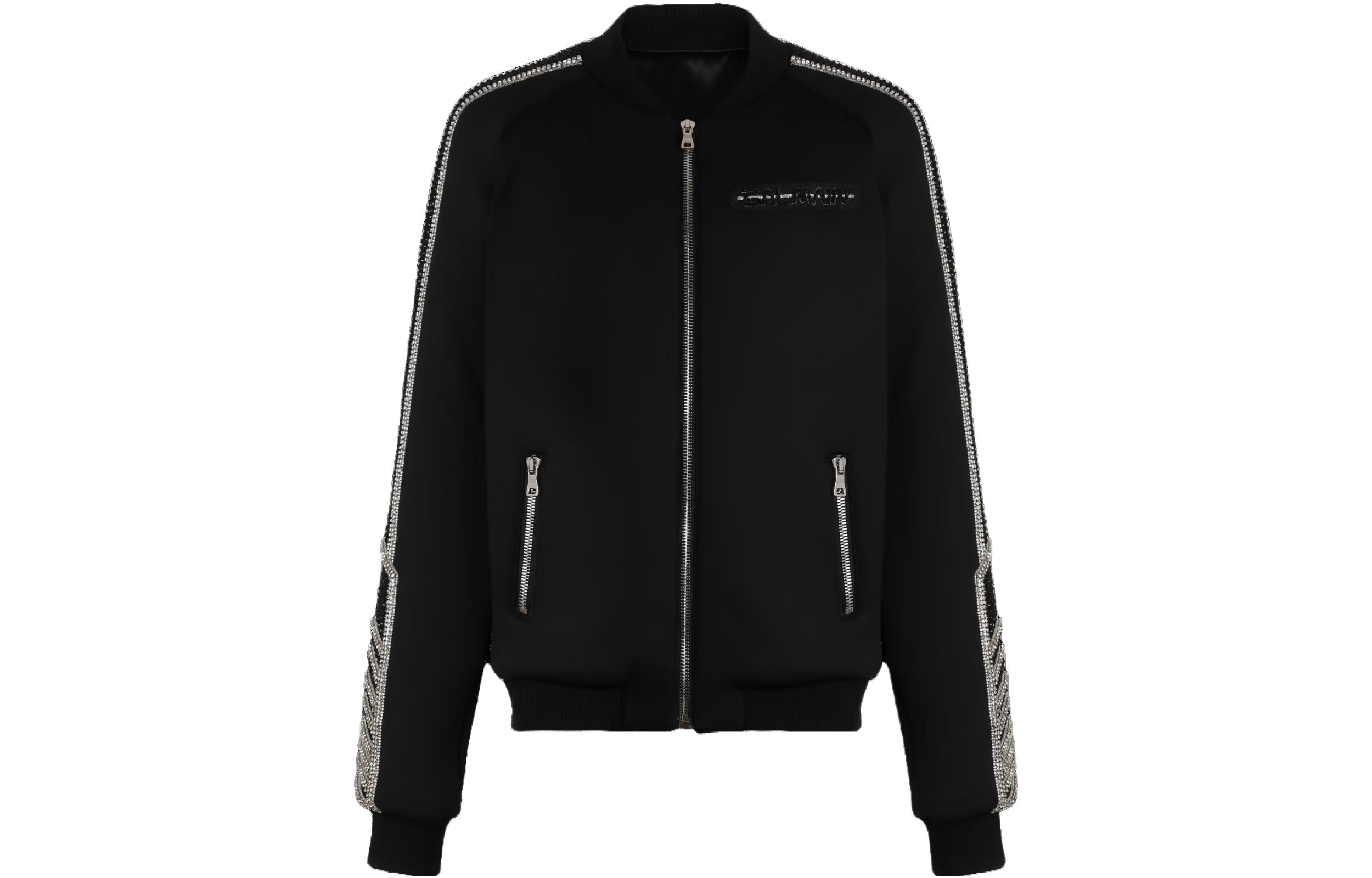 Balmain Black Minimalist Casual Zip-Up Jacket YH0TF010PB40EEF