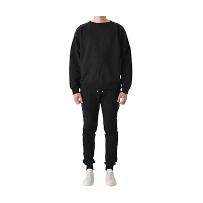 Balmain Black Oversized Letter Logo Long Sleeve Sweatshirt YH0JS047BB16-EAB