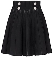 BALMAIN Black Ribbed Knit Pleated A-line Casual Skirt. BF0LB927KF13-0PA BALMAIN Black Ribbed Knit Pleated A-line Casual Skirt. BF0LB927KF13-0PA