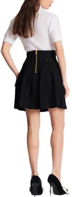 巴尔曼黑色罗纹针织百褶A字休闲裙 BF0LB927KF13-0PA Details for 巴尔曼黑色罗纹针织百褶A字休闲裙 BF0LB927KF13-0PA