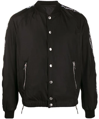 Balmain Black Solid Button-Up Baseball Jacket TH18586Z120-0PA Buy Balmain Black Solid Button-Up Baseball Jacket TH18586Z120-0PA