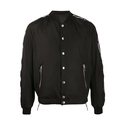 Balmain Black Solid Button-Up Baseball Jacket TH18586Z120-0PA
