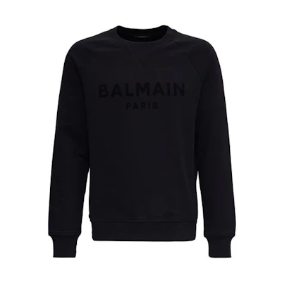 Balmain Black Solid Color Crewneck Pullover Sweatshirt Long Sleeve VH1JQ005-B042-0PA
