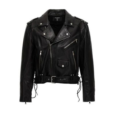 Balmain Black Solid Color Zip-Up Collared Short Jacket DH1TD501-LD23-0PA