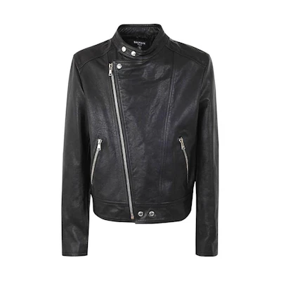 Balmain Black Solid Color Zip-Up High Neck Jacket CH1TD010-LC46-0PA
