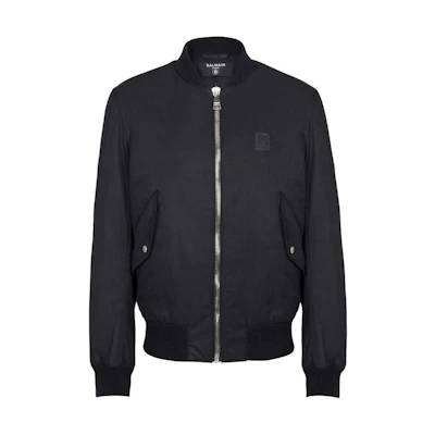 Balmain Black Solid Zip-Up Stand Collar Long Sleeve Jacket BH1TF445XG49EAP