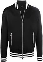 Balmain Black Striped Zipper Bomber Jacket XH1TF185-KB41-EAB Balmain Black Striped Zipper Bomber Jacket XH1TF185-KB41-EAB