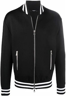 Balmain Black Striped Zipper Bomber Jacket XH1TF185-KB41-EAB Buy Balmain Black Striped Zipper Bomber Jacket XH1TF185-KB41-EAB