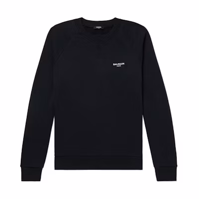 Balmain Black Unisex Crewneck Sweatshirt with Logo Print Design JVM1620961133915