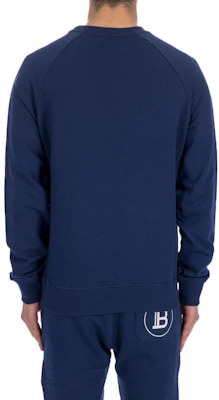 Balmain 藍色字母印花設計圓領衛衣 BH1JQ005BB65SJW Shop Balmain 藍色字母印花設計圓領衛衣 BH1JQ005BB65SJW