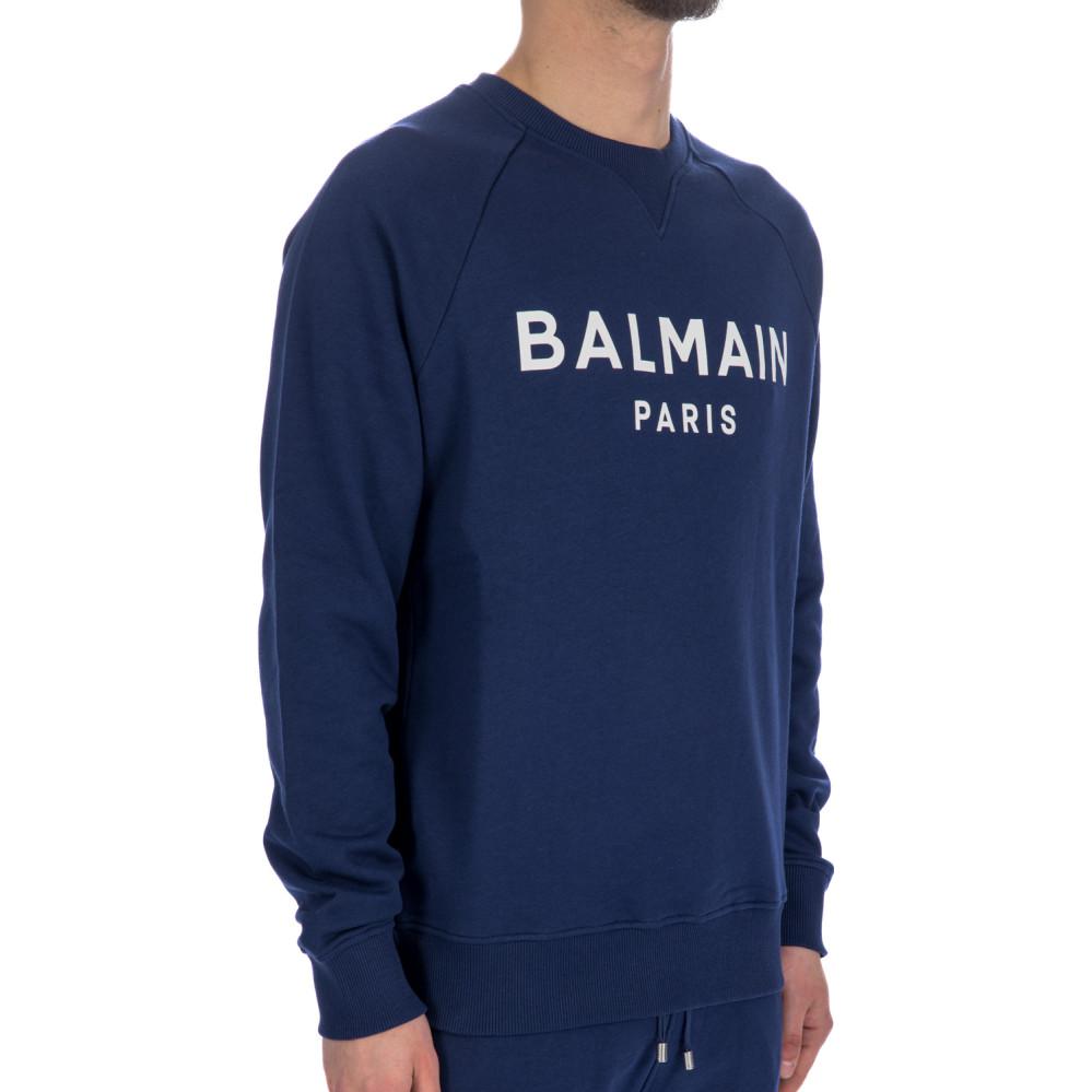 Purchase Balmain 藍色字母印花設計圓領衛衣 BH1JQ005BB65SJW