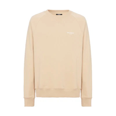 Balmain Brown Letter Print Loose Fit Crewneck Long Sleeve Sweatshirt CH1JQ005-BB04-GSE