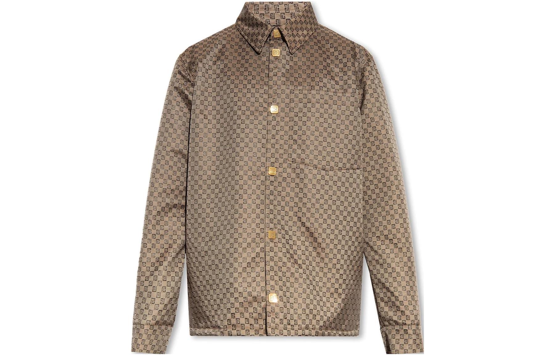 Balmain Brown Monogram Single-Breasted Long Sleeve Jacket BH2HD002-XH53-WFP