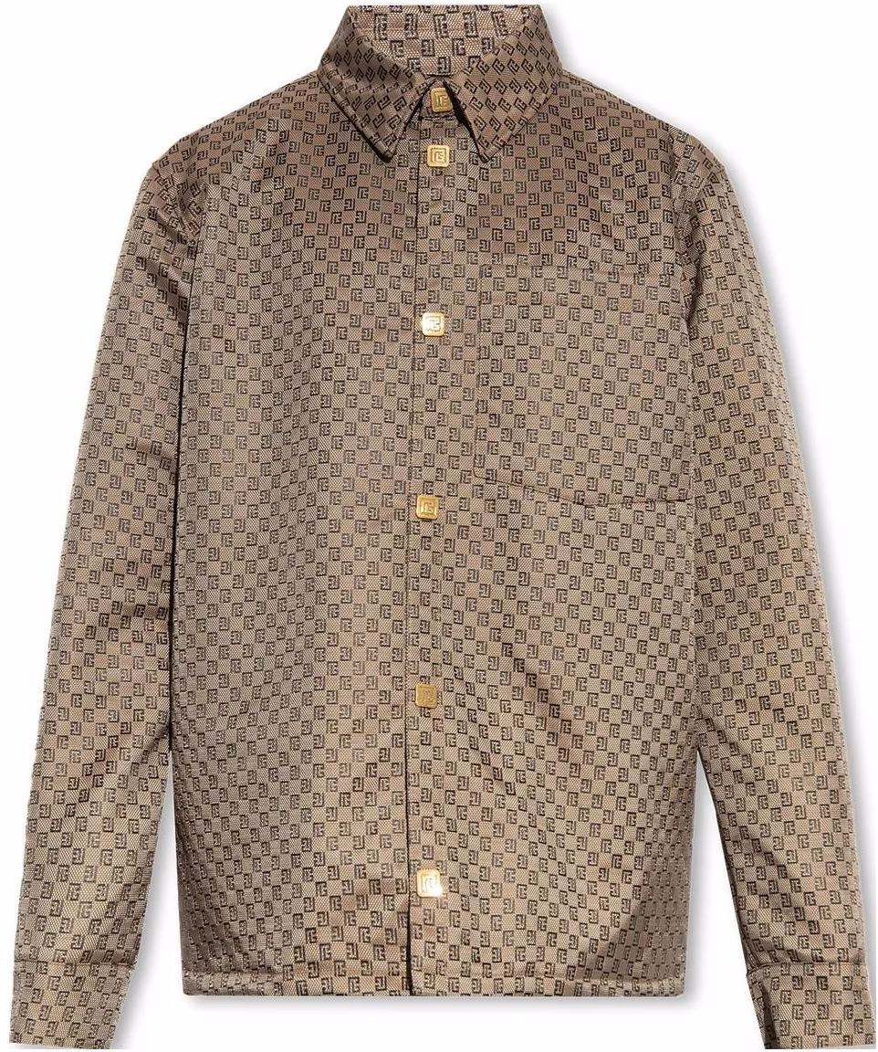 balmain-brown-monogram-single-breasted-long-sleeve-jacket-bh-2-hd-002-xh-53-wfp