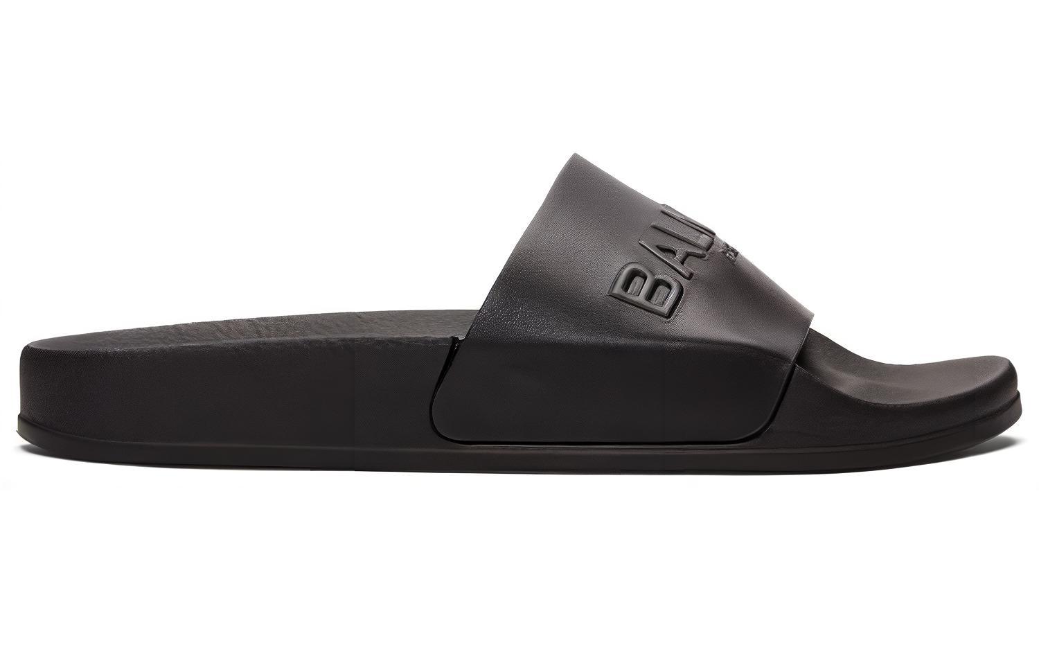 Balmain Calfskin Logo Debossed Slide 'Black Fashion' 圖 2