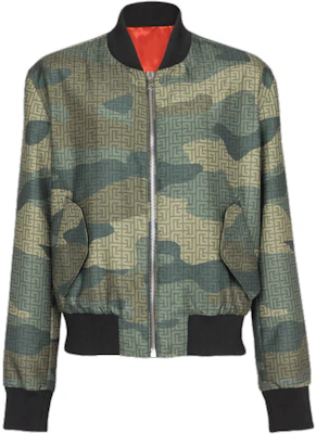 Balmain Camouflage Monogram Shantung Bomber Jacket Khaki Long Sleeve CH2TF700-XJ05-UDF Buy Balmain Camouflage Monogram Shantung Bomber Jacket Khaki Long Sleeve CH2TF700-XJ05-UDF
