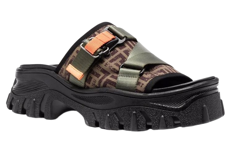 Lookbook Balmain Canvas Platform Sandals 'Brown' XM1UR295TCMVUBK