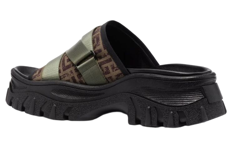 Shop Balmain Canvas Platform Sandals 'Brown' XM1UR295TCMVUBK
