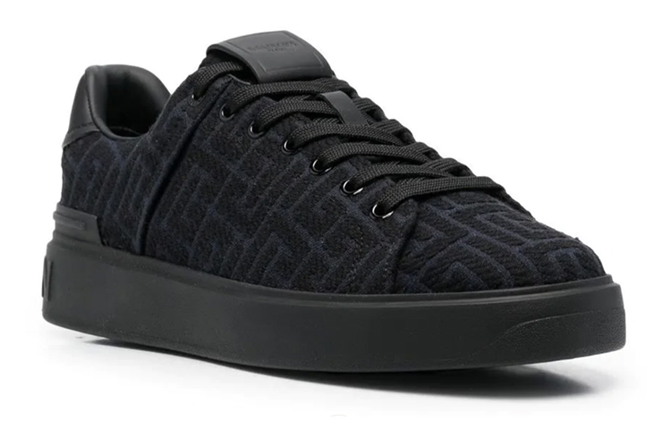 Balmain Canvas Print Sneakers 'Black' 圖 2