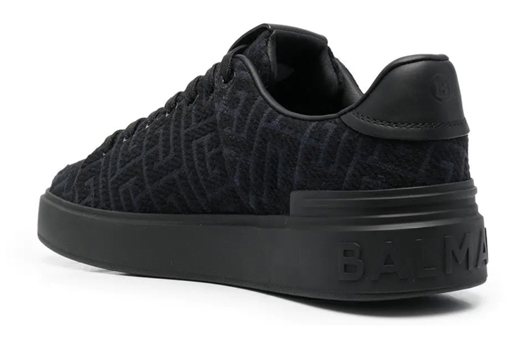 Balmain Canvas Print Sneakers 'Black' 圖 3