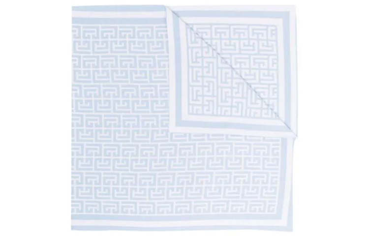 BALMAIN Classic Logo Jacquard Scarf White/Light Blue Men’s. WH1XG000K036-GFQ