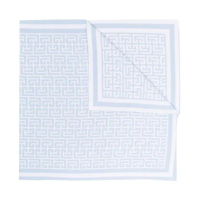 BALMAIN Classic Logo Jacquard Scarf White/Light Blue Men’s. WH1XG000K036-GFQ