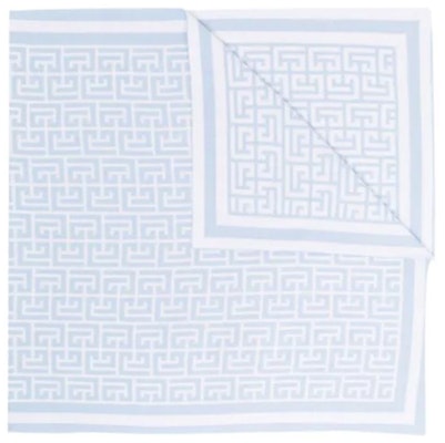 BALMAIN 經典Logo提花圍巾 白色/淺藍 男士. WH1XG000K036-GFQ Order BALMAIN 經典Logo提花圍巾 白色/淺藍 男士. WH1XG000K036-GFQ