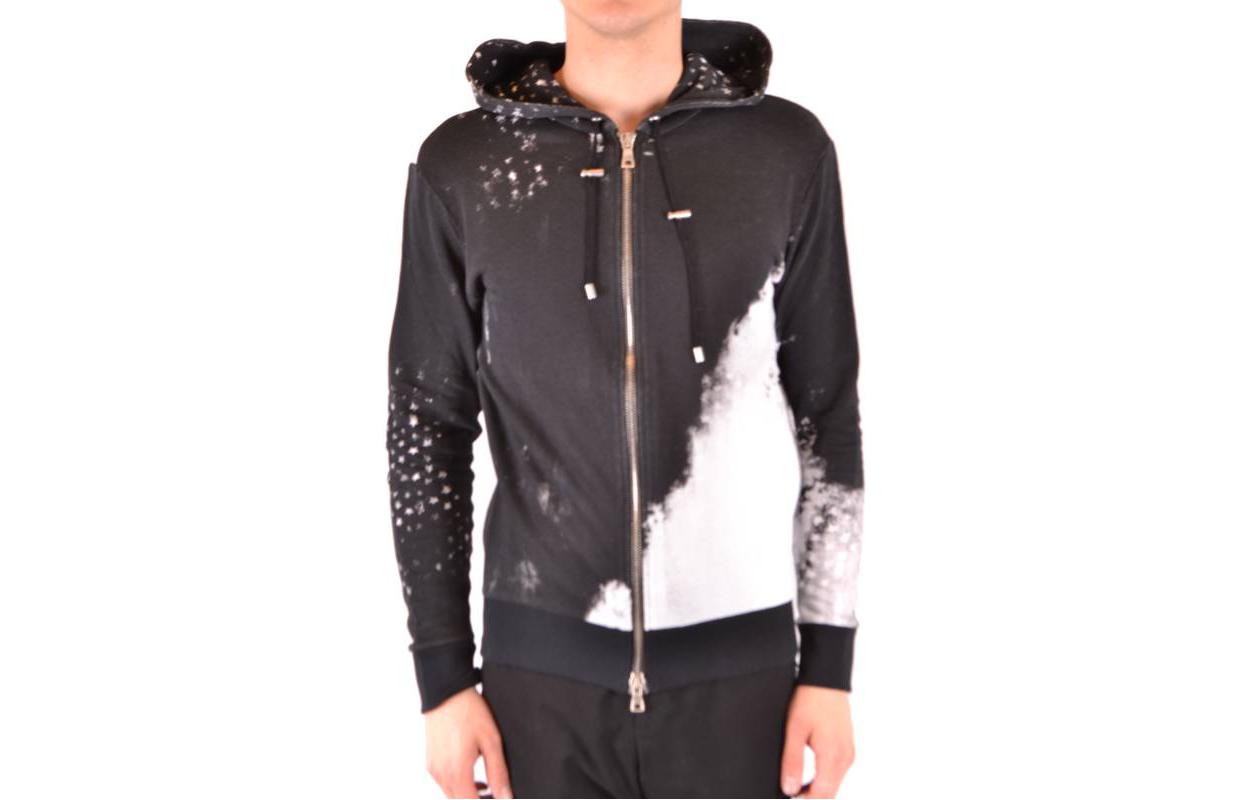 Balmain Color-Block Zip-Up Hoodie Black S8H-6641-1146