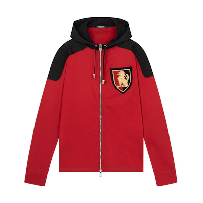 Balmain Colorblock Hooded Jacket Red W5HJ623C492B218