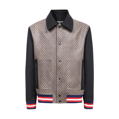 Balmain Colorblock Monogram Zip-Up Jacket Light Brown BH0TF495MD35-WFY