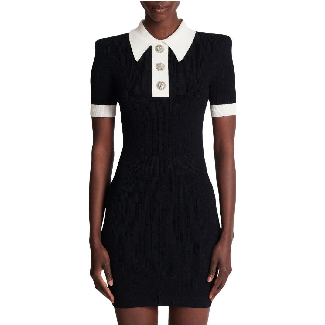 Details for 巴尔曼对比领修身短袖迷你连衣裙黑色 BF0R6090K-F01