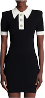 Details for BALMAIN 對比領修身短袖迷你連身裙 黑色 BF0R6090K-F01