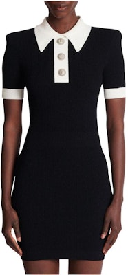 巴尔曼对比领修身短袖迷你连衣裙黑色 BF0R6090K-F01 Details for 巴尔曼对比领修身短袖迷你连衣裙黑色 BF0R6090K-F01