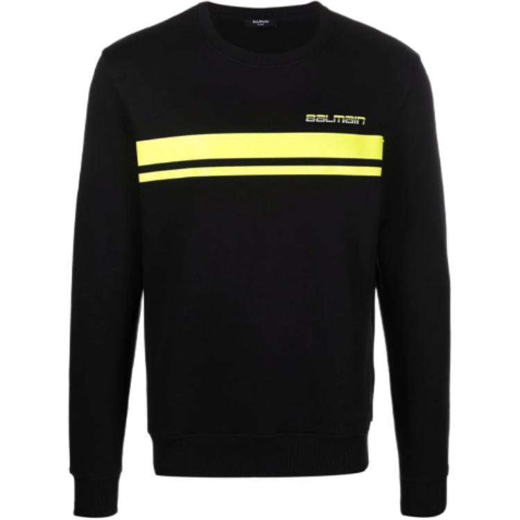 Balmain Contrast Stripe Logo Print Crewneck Sweatshirt WH2JQ040-B158-EAQ