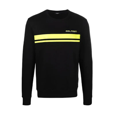 Balmain Contrast Stripe Logo Print Crewneck Sweatshirt WH2JQ040-B158-EAQ