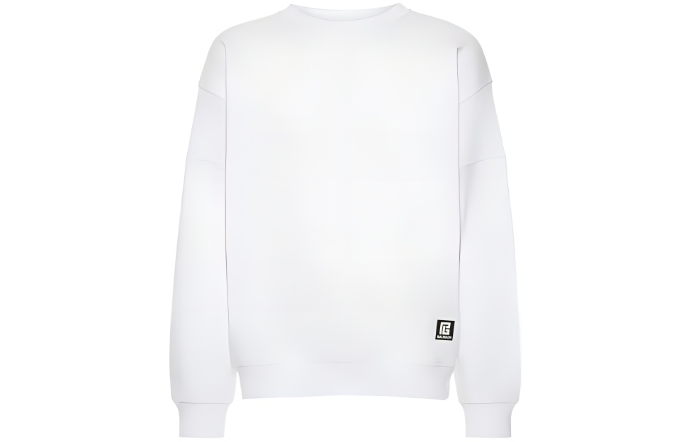 Balmain Crewneck Pullover Solid Long Sleeve Sweatshirt White () XH0JS047-BB16-GAB