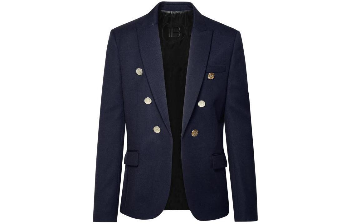 Balmain Double-Breasted Button Cuff Jacket Navy Blue CH1SG075-WB02-6UB