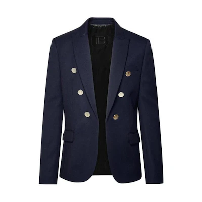 Balmain Double-Breasted Button Cuff Jacket Navy Blue CH1SG075-WB02-6UB