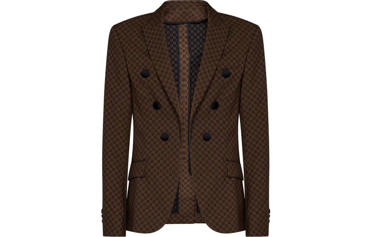 Balmain Double-Breasted Monogram Blazer Jacket for Men BH0SG078WC22WFP