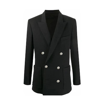Balmain Double-Breasted Tailored Blazer Jacket - Black UH17008-J928-0PA